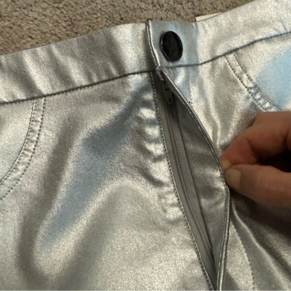 Zara metallic silver liquid foil mid rise slim fit leggings pants Sz XS NWT - Picture 4 of 12